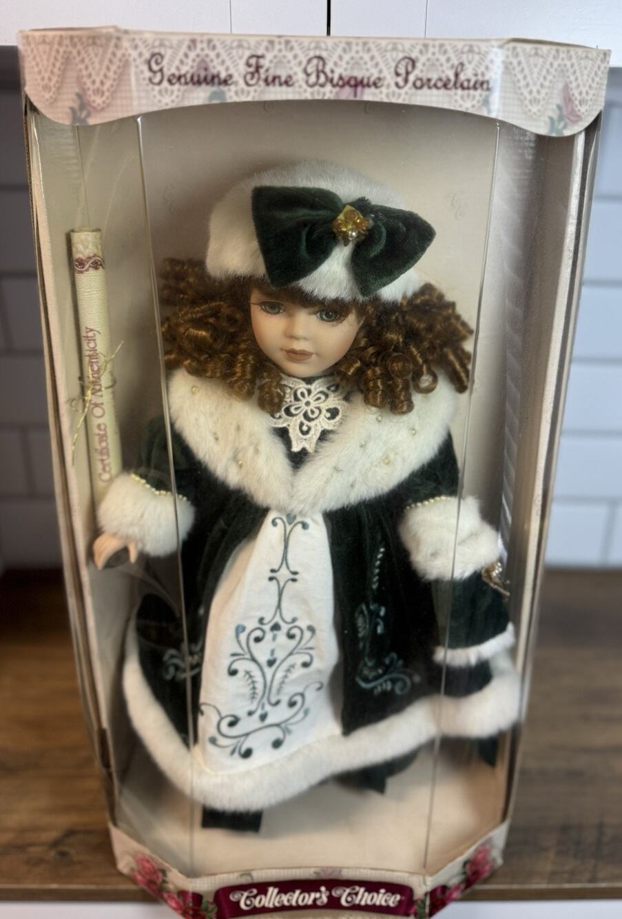 Vintage Collectors' Choice Red Hair Green Eyes Bisque Porcelain Doll